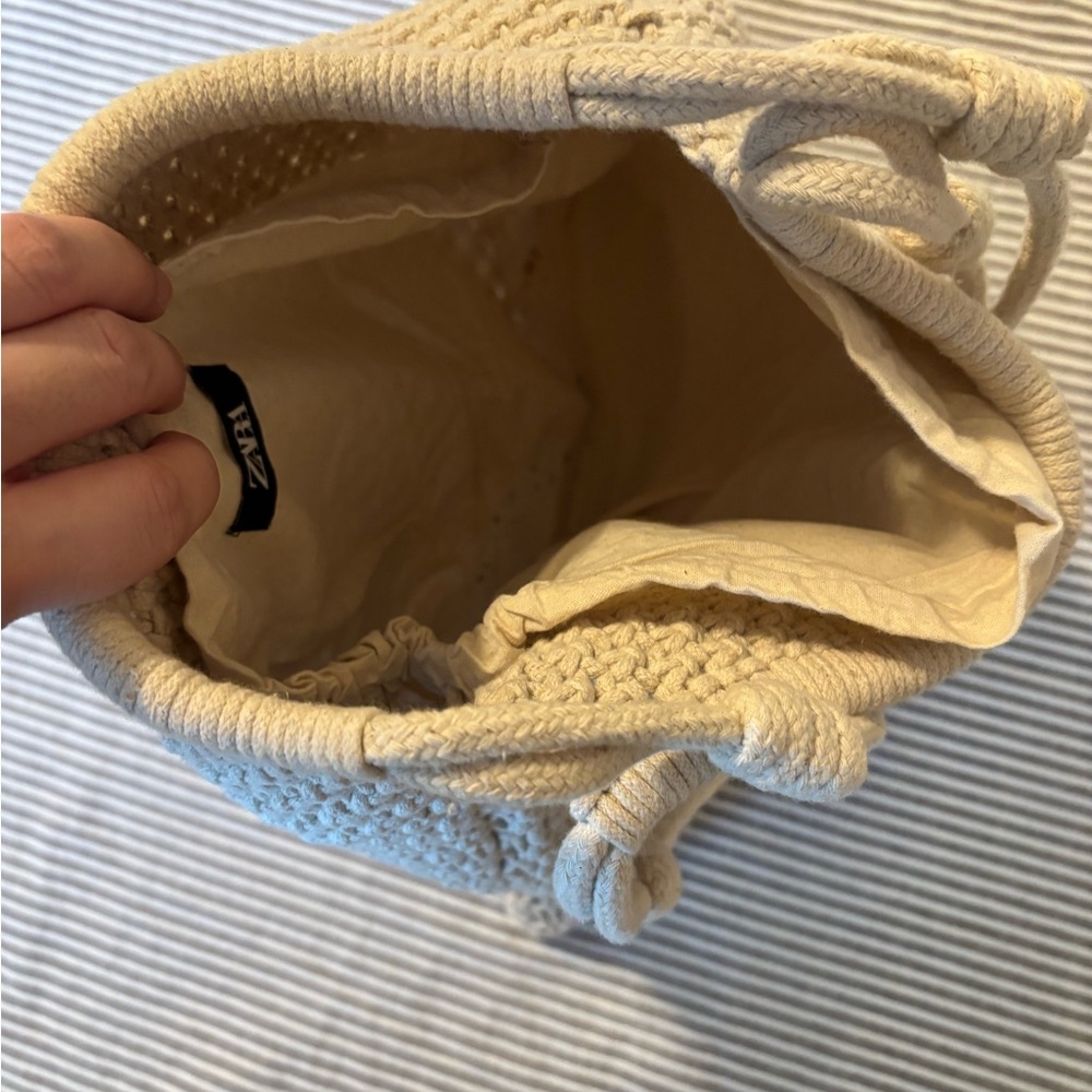 Zara Elegant Cream Woven Shoulder Beach/ Summer Bag - Picture 7 of 8